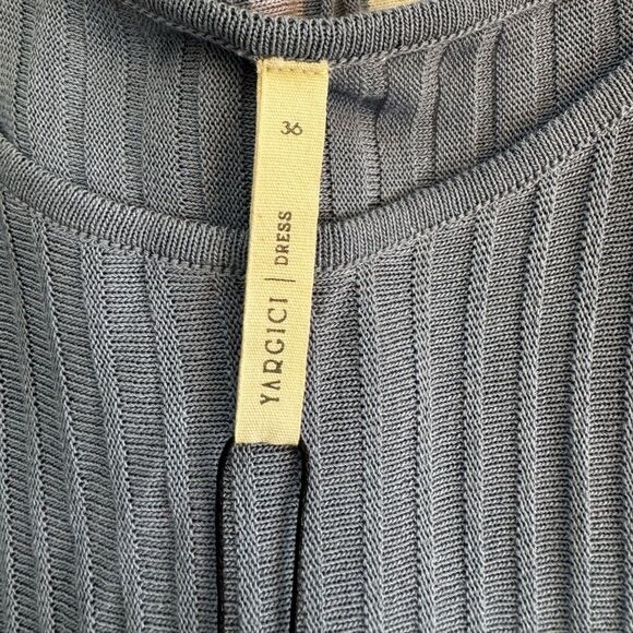 Yargici Striped Blue/Multi Ribbed Midi Dress Size 6 - Picture 6 of 7